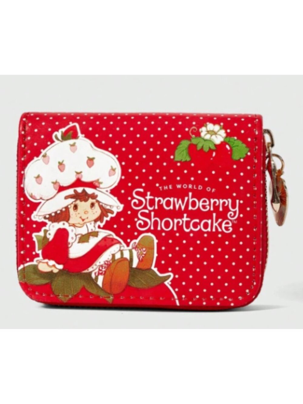 Strawberry Shortcake Red Polka Dot Mini Wallet Cute Zip Coin Purse Pouch